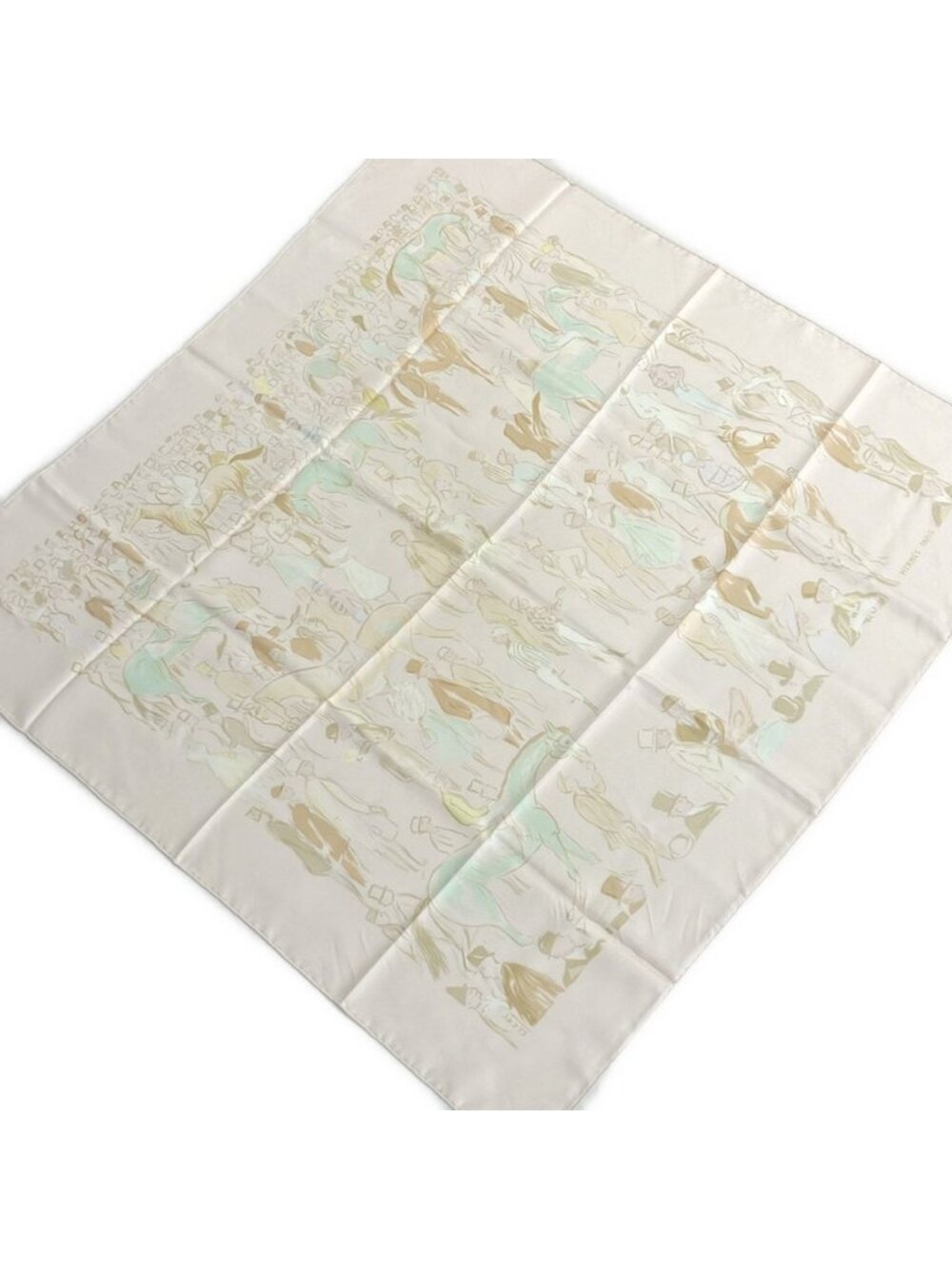Hermes Scarf Carre 90 Light Pink Light Brown Multi Paddock